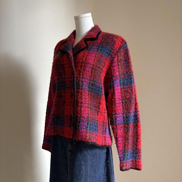 NWT vintage mohair blend red plaid jacket - Picture 3 of 8